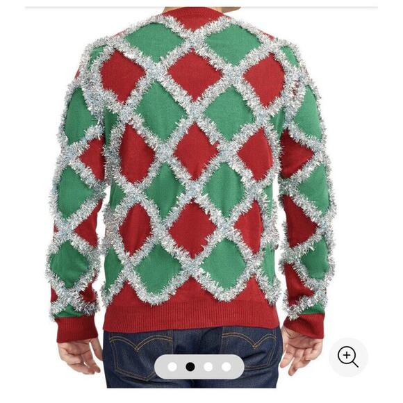 Tipsy Elves Mens tacky tinsel ugly christmas sweater S - Picture 2 of 3